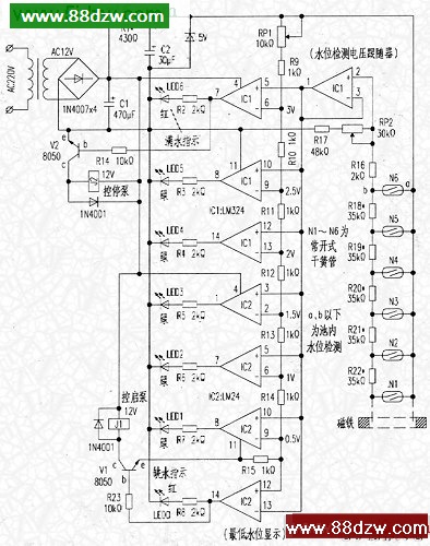 电子制作天地--水位控制器电路