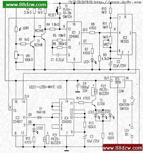 电子制作天地--防睡提醒器