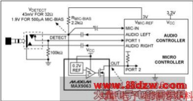 Figure 4. A comparator circuit used for headset detection.