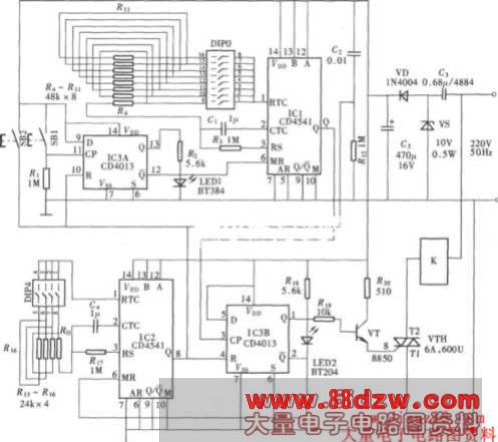 由CD4541组成的有开/停选择功能的定时器电路