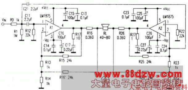 LM1875Ӧʵ͵BTL·