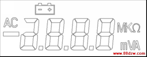 Figure 2. Combination of 7-segment numeric with battery and Ohm (Ω) symbols.