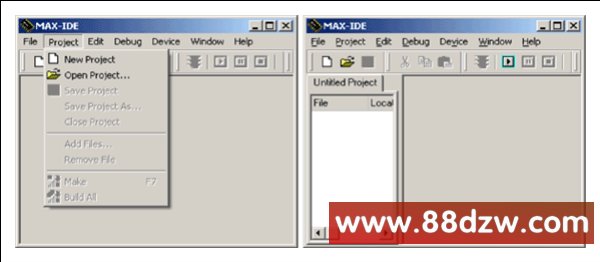 Figure 1. MAX-IDE's initial screens used to create a project.