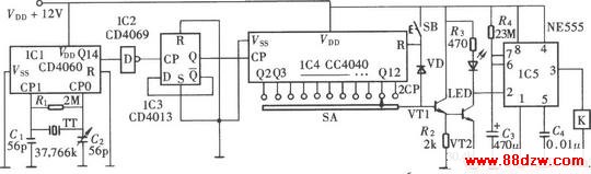 ߾ȿɵʽֶʱ(CD4060CD4040NE555)