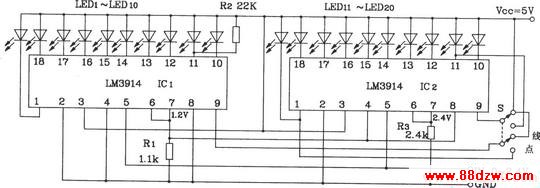 LM3914ɵ20λLED/תʾ·