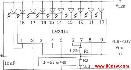 LM3914ϵе/ͼLEDʾɵ·ɵ05Vͼָʾ