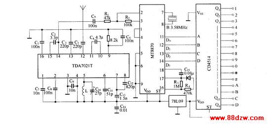 DTMFʮͨңص·(BA1404/TDA7021T)